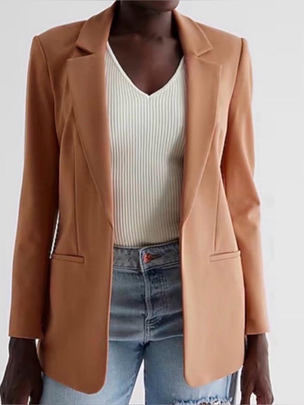 Express Columnist Camel Tan Open Front Blazer Jacket XS